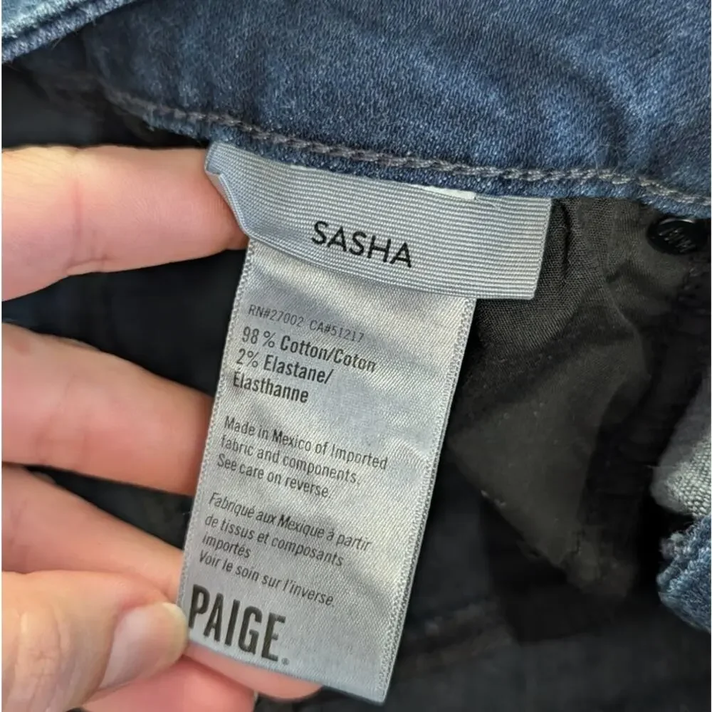 Paige Sasha Distressed Wide Leg Cotton Jeans Womens 28 Blue High-rise Wide Leg